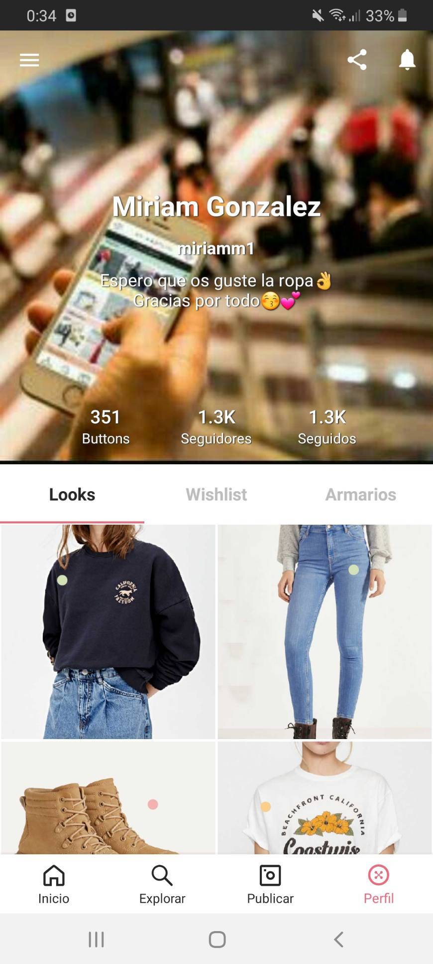 App Mi cuenta de looks de 21 buttons