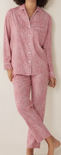 Pijama largo camisero flores