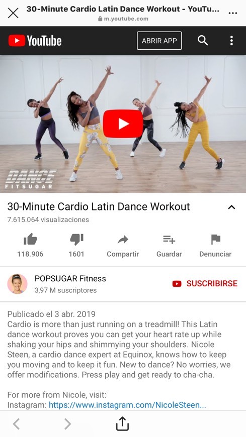 Moda 30 minutos de cardio con baile latino