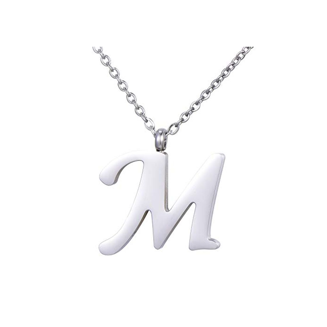 Social Morella Collar de Plata y Acero Inoxidable con Colgante Letra M