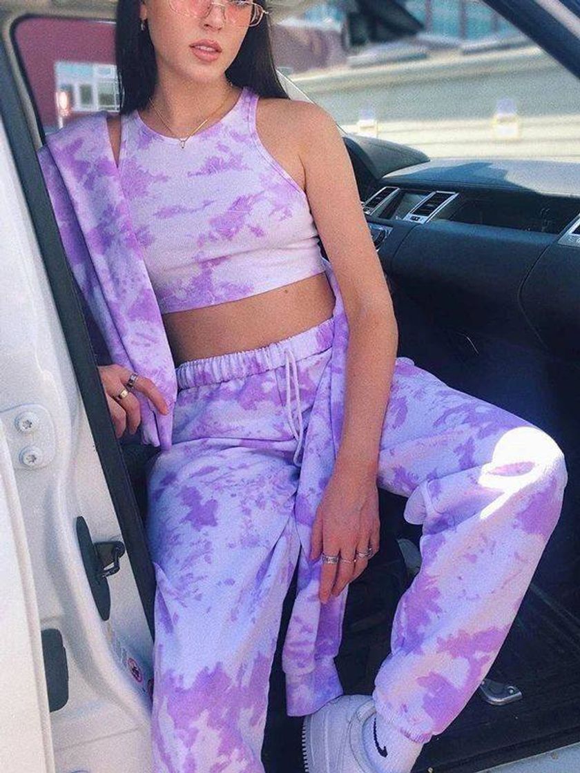 Moda Conjunto Tie dye roxo💜