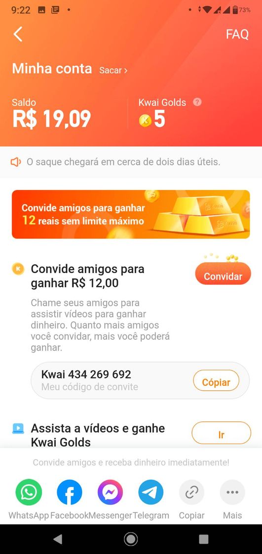 App É um app ótimo para ganhar dinheiro assistindo vídeos!!