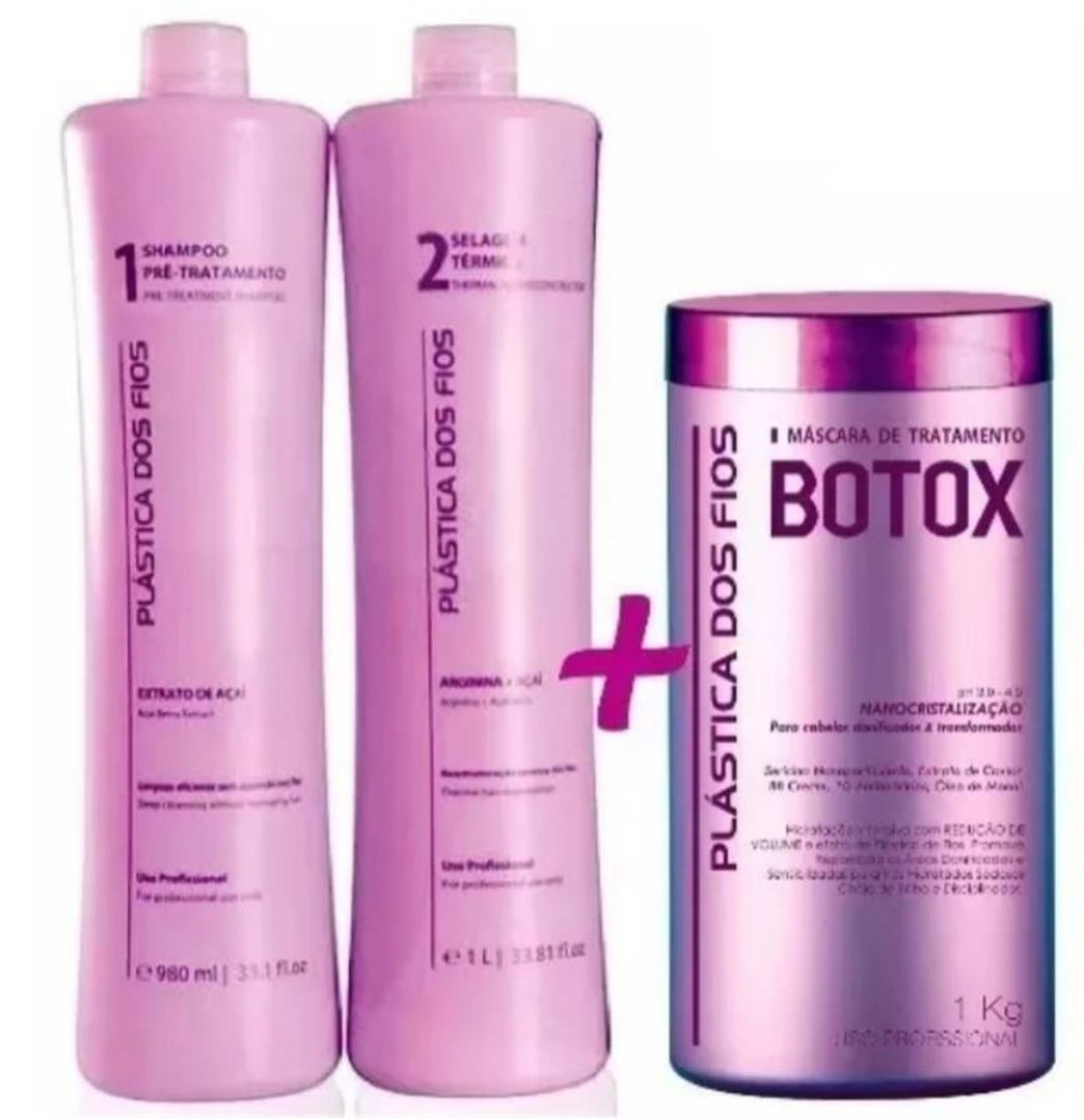 Moda kit escova progressiva + botox 3x1000ml plástica dos fios 