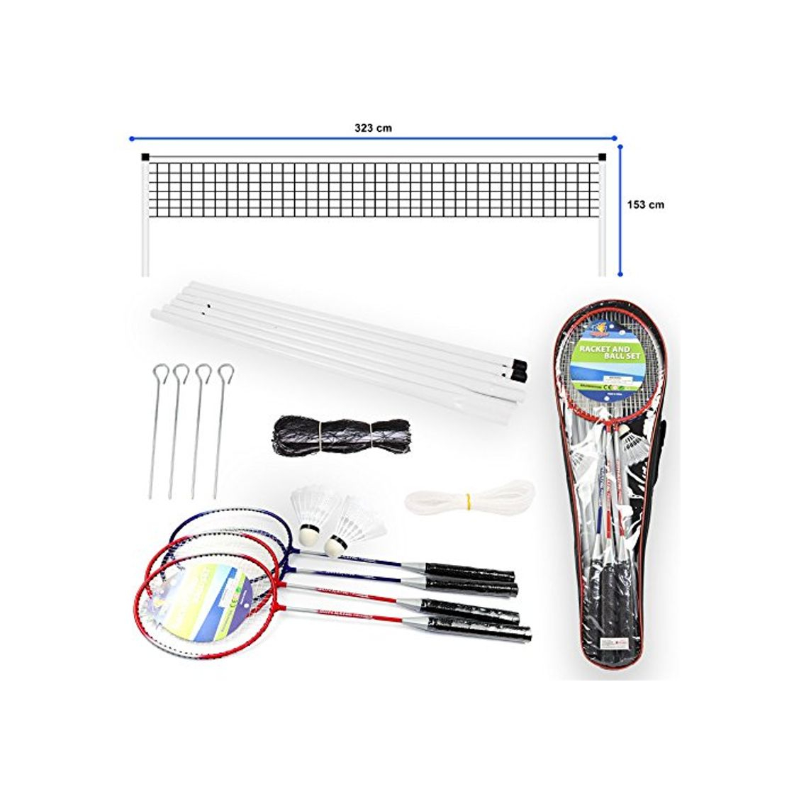 Product Vinsani® Set de bádminton portátil para 4 jugadores con 2 raquetas y