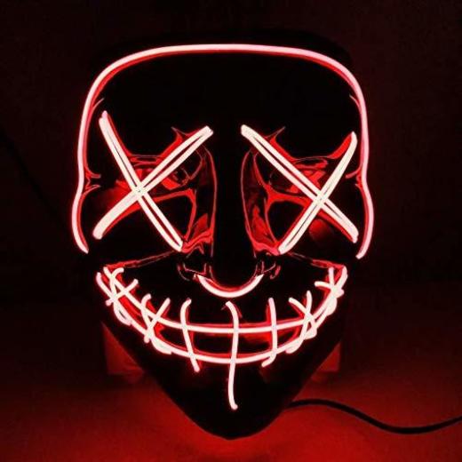 CompraFun Máscara LED Halloween, Máscara Disfraz Luminosa Craneo Esqueleto, para Navidad Halloween