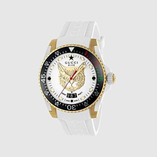 Gucci Reloj de Buceo cauuciu Carcasa Blanca con pvd con Oro Amarillo