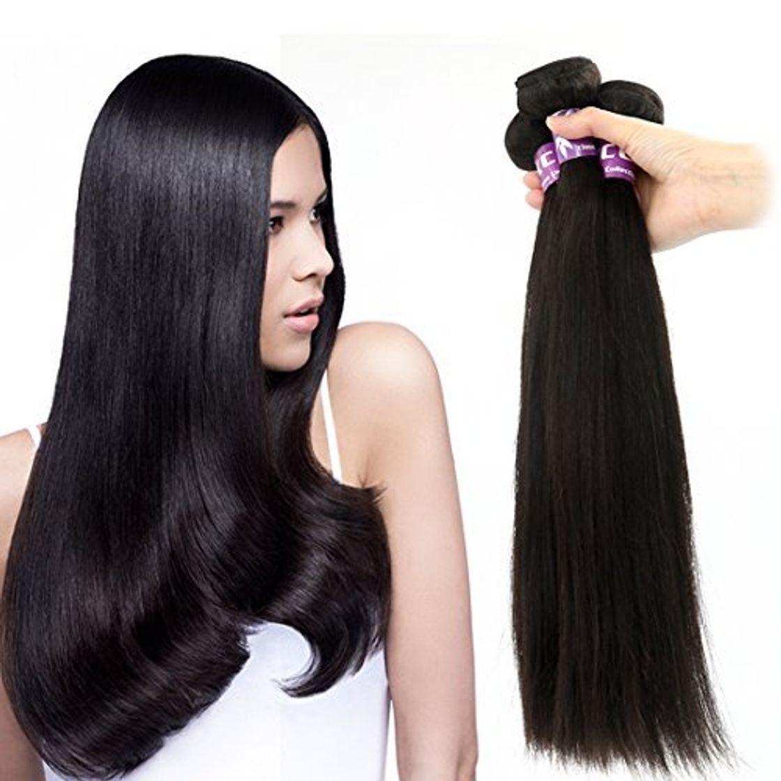 Product DealMux 3 feixes 16 peruana Virgin Cabelo Liso Cabelo Humano 7A Weave extensões de seda não transformados