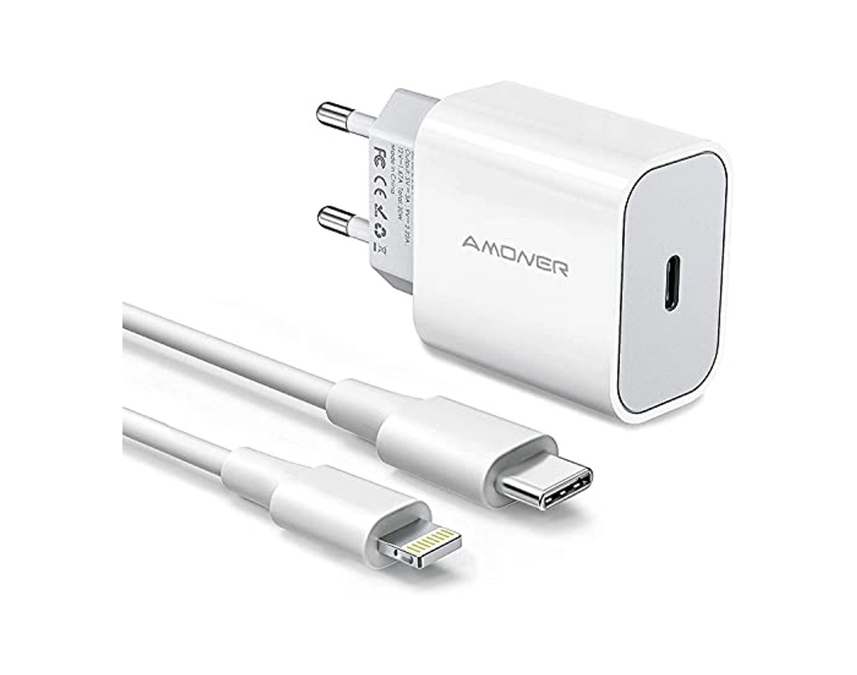 Producto Cargador USB C Amoner 20w y Cable de Carga para iPhone Cargador