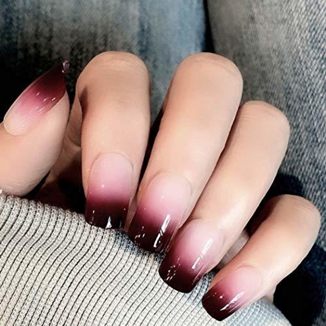 Social Sethexy Lustroso Uñas falsas Elegante Gradiente Medio Cobertura total Acrílico 24 piezas
