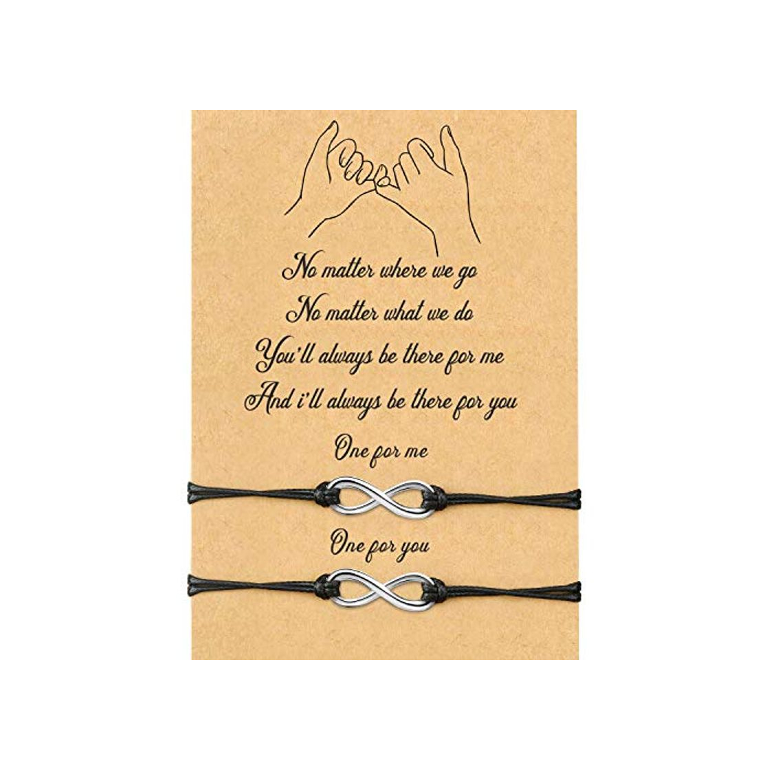 Moda 2 pulseras de amistad a juego para regalo a mejor amigo o a tu pareja Negro