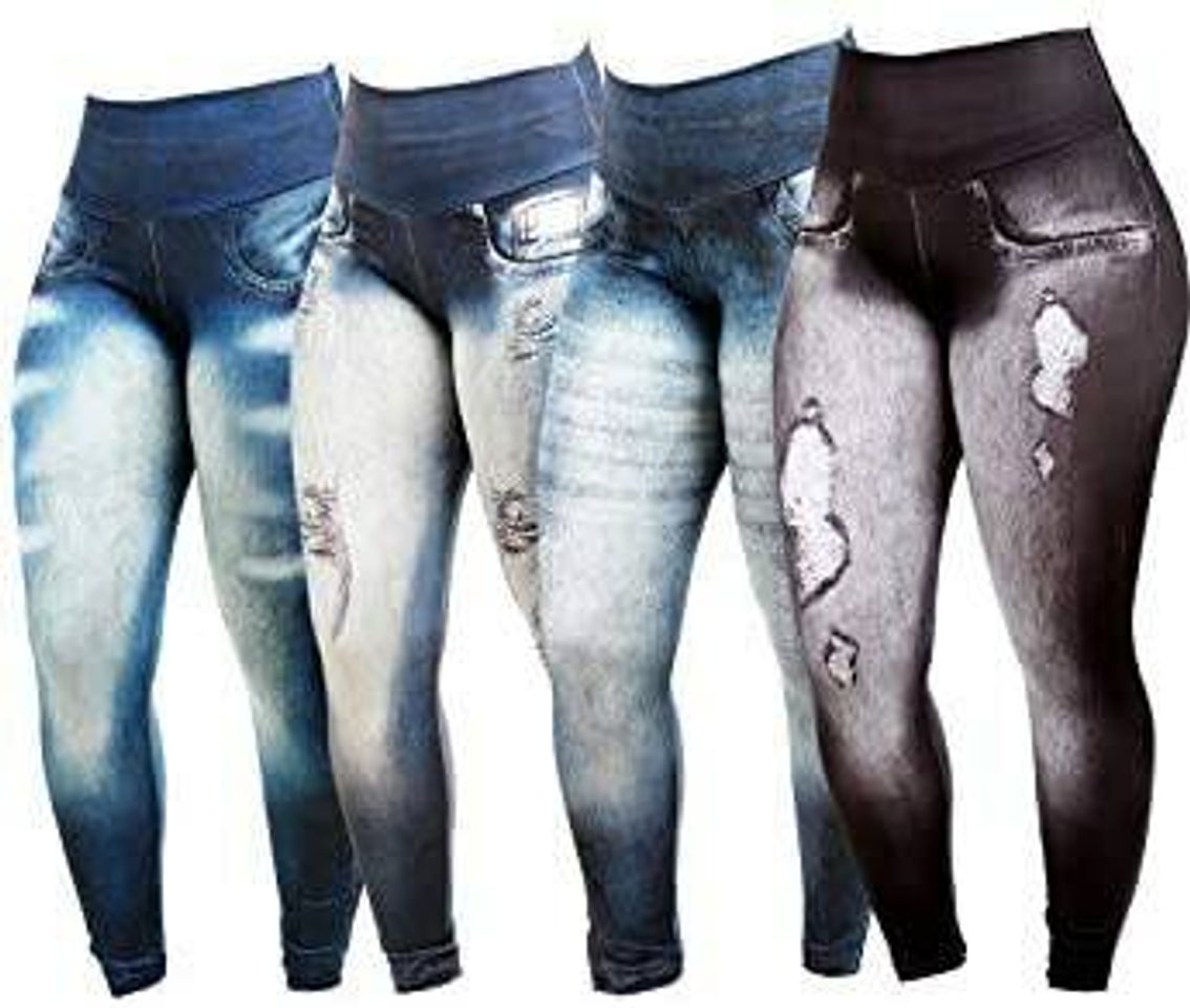 Fashion Kit 4 calças legging sublimada fake jeans 