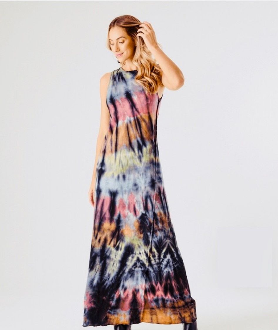 Fashion Vestido Longo Tie Dye - zinzane - mobile