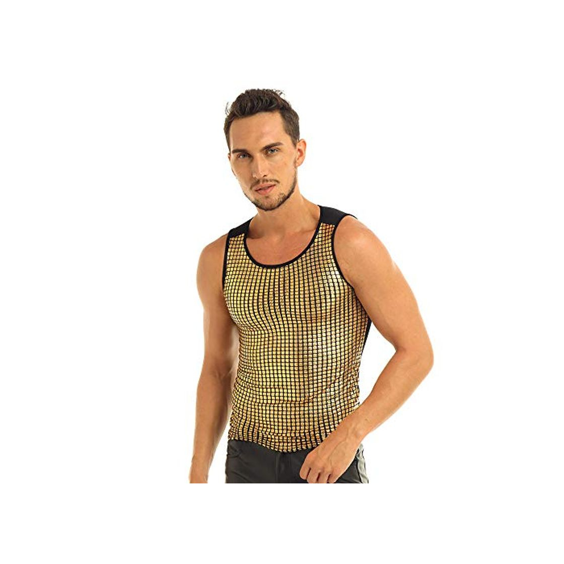 Moda Accesorios De Sexo Gay Moda para Hombre Clubwear Pullover Sin Mangas Metálico