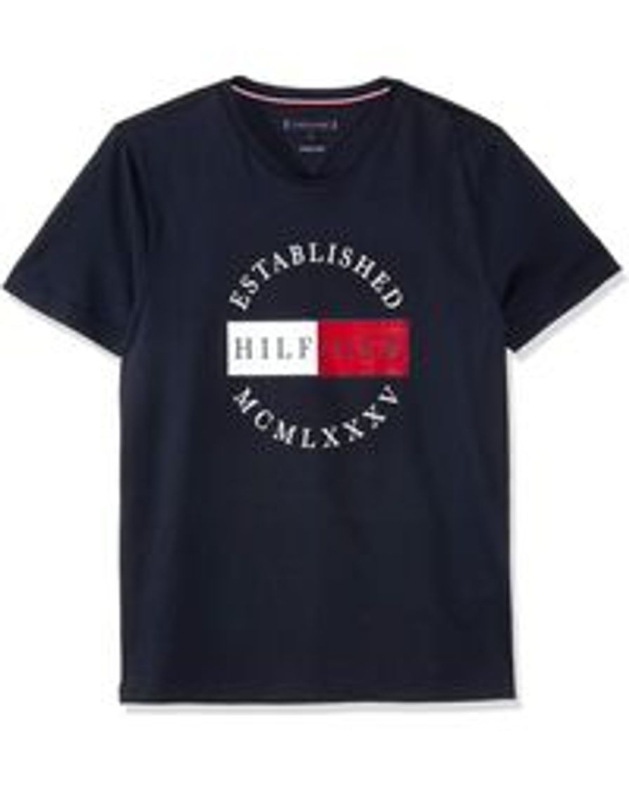 Fashion Tommy Hilfiger Tommy Flag Hilfiger tee Camisa Deportiva, Azul