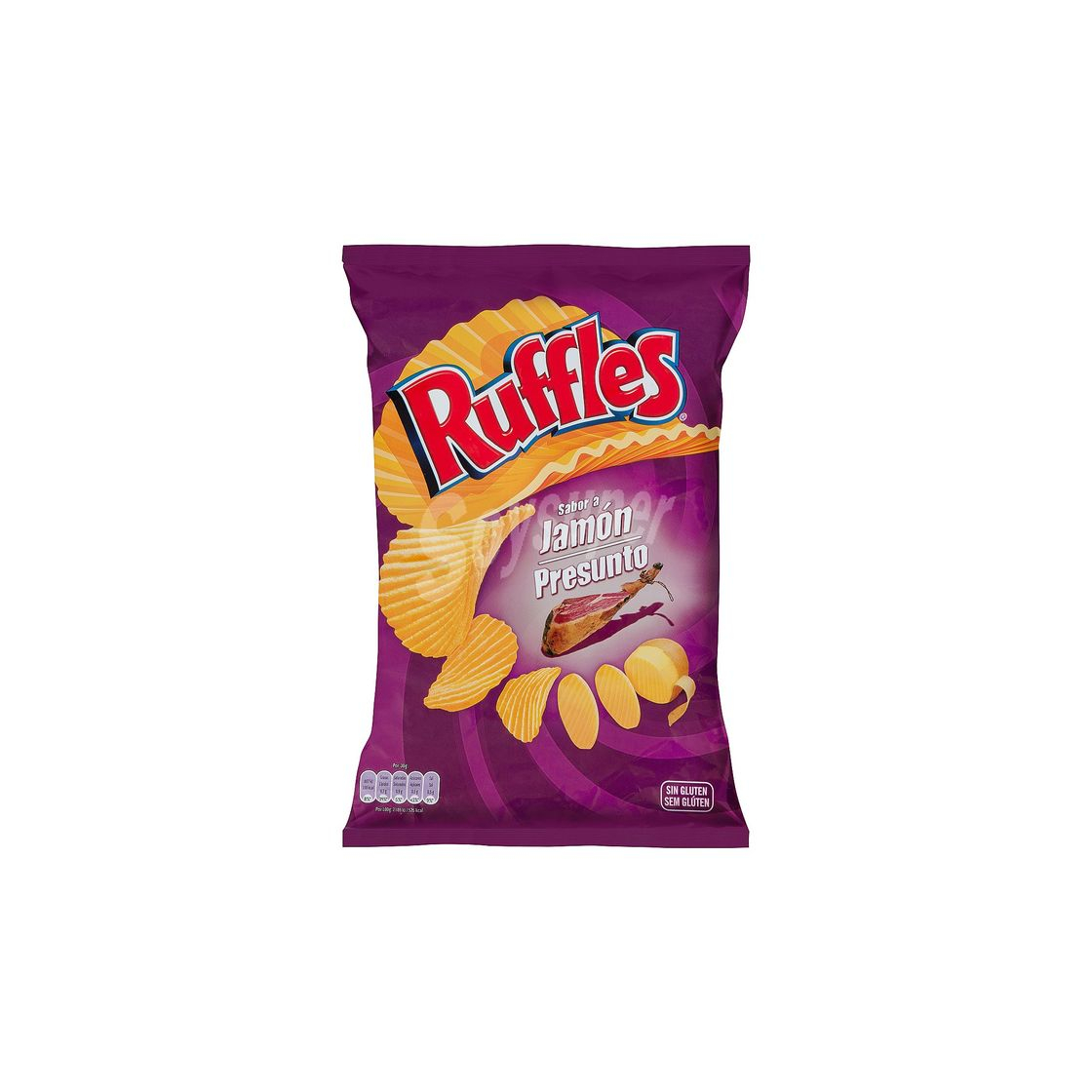 Product RUFFLES patatas fritas onduladas sabor a jamón bolsa 160 gr