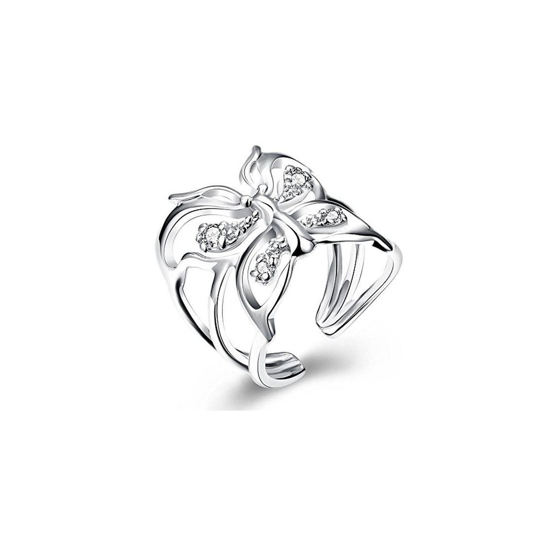 Moda MUATE Anillo de Mariposa Abierto Circón 925 Anillos de Plata esterlina para Mujer Anel Anillos Aneis Bague Anelli Love Regalo