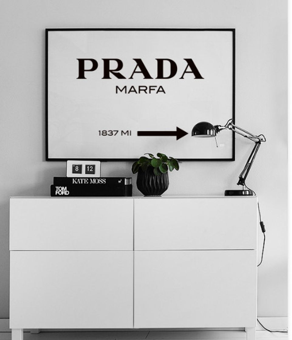 Productos Poster rótulo Prada Marfa en blanco y negro – desenio