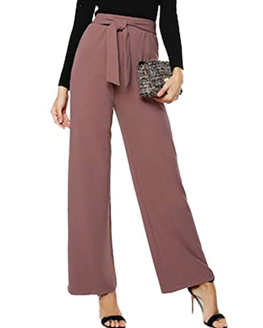 Moda CNFIO Pantalones Mujer Casuales de Cintura Alta de Mujeres Pantalón Elegantes con cinturón de Cintura Alta Decorado con Lazo