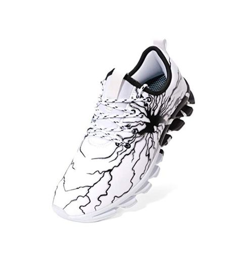 BRONAX Zapatos para Correr en Montaña y Asfalto Aire Libre y Deportes Zapatillas de Running Padel para Hombre Blanco Negro 40