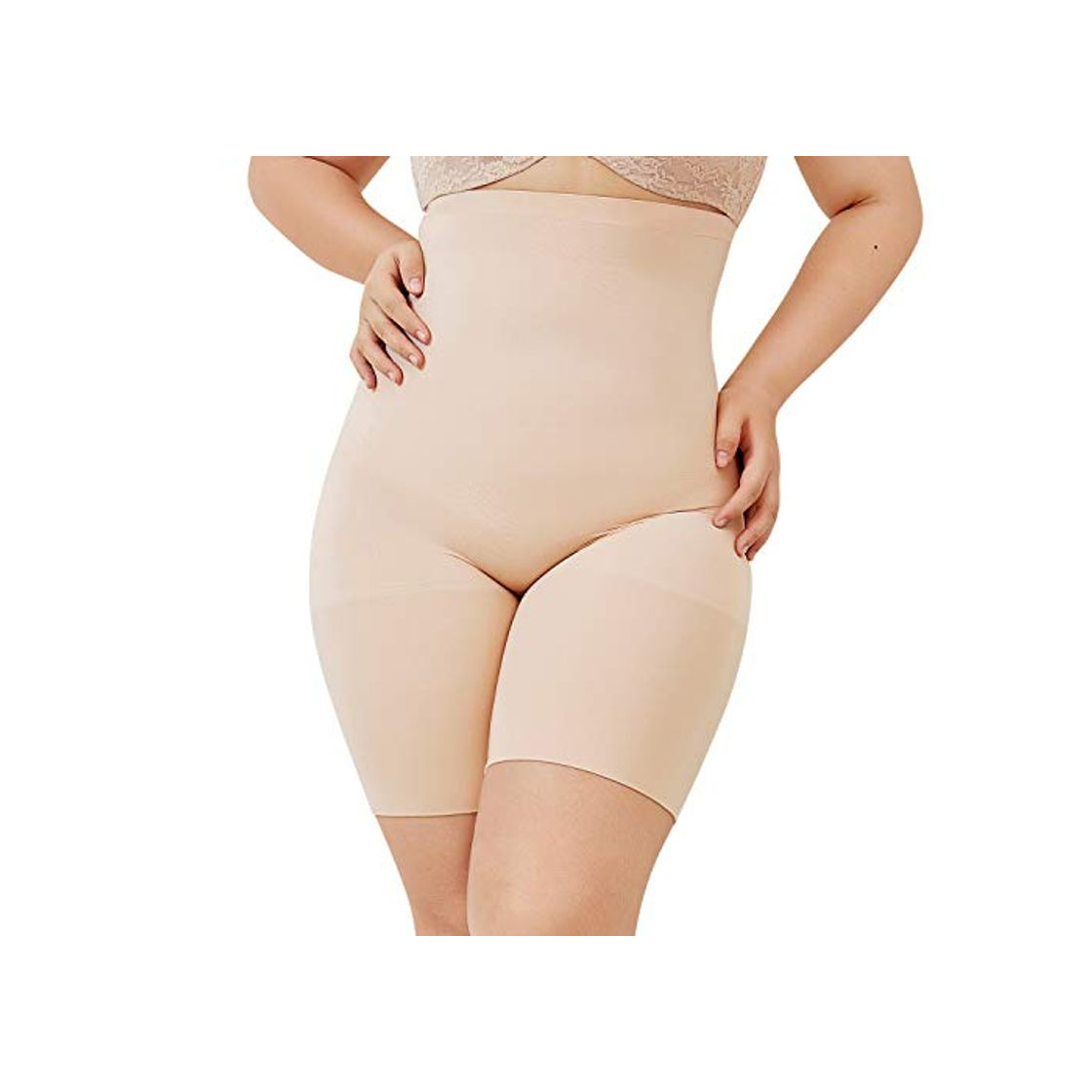 Moda DELIMIRA Faja Reductora Ropa Interior Cintura Alta Pantalones Moldeadores para Mujer Beige 46