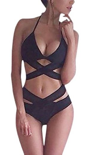 Bikini Mujer Verano Elegante Clásico Moda Alto Tankini Único Negro Cintura 2