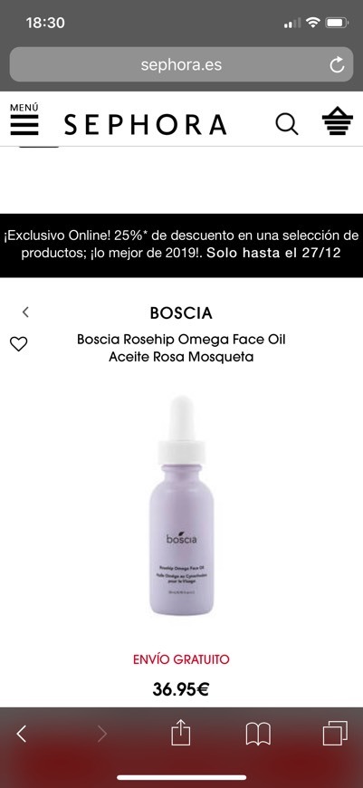 Boscia Rosehip Omega Olio Viso • BOSCIA ≡ SEPHORA