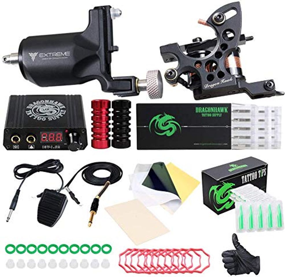 Beauty Dragonhawk Extreme Tattoo Kit 2 Pro Tattoo Machines Rotary Machine Coil Gun