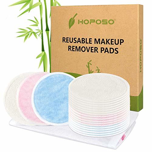 Belleza Discos Desmaquillantes Reutilizables de Bambú 20Pcs Zero Waste Reutilizable Discos Desmaquillantes Con