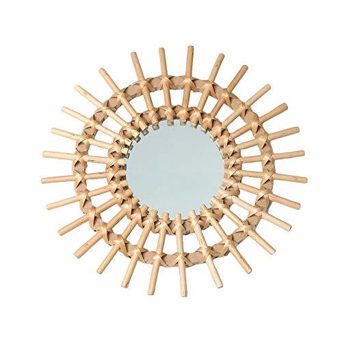 Producto chalkalon Espejo de Maquillaje de Ratán Espejo Circular Dormitorio Arte Deco Espejo