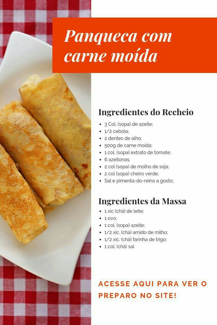 Moda Panqueca com carne moida