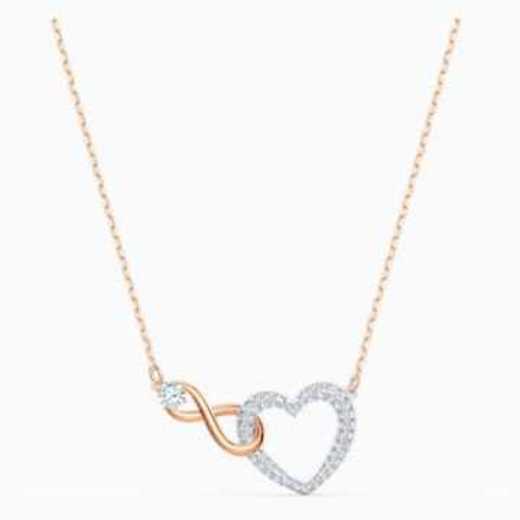Collar Swarovski Infinity Heart, blanco, combinación de acabados ...