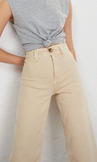 Pantalones culotte color beige