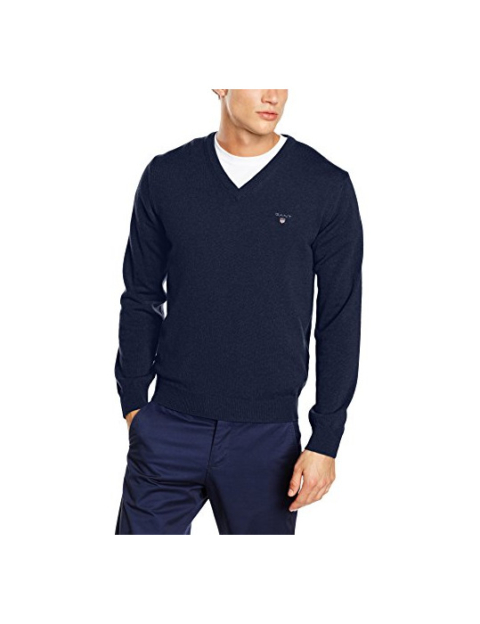 Moda GANT Lambswool V-Neck suéter, Azul