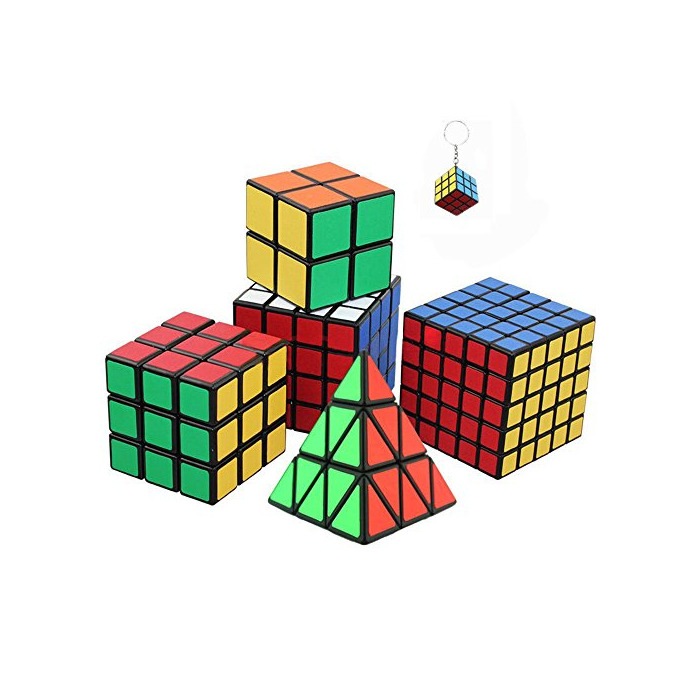 Producto Conjunto de seis impresionantes cubos mágicos incl. Pyraminx, 2x2, 3x3, 4x4, Cubo