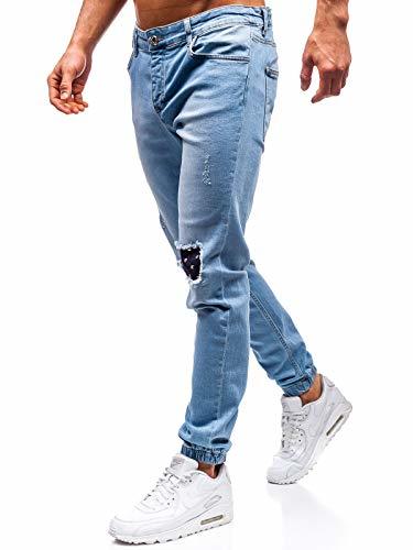 Fashion BOLF Hombre Pantalón Jogger Vaqueros Pantalón de Algodón Denim Estilo Urbano Otantik