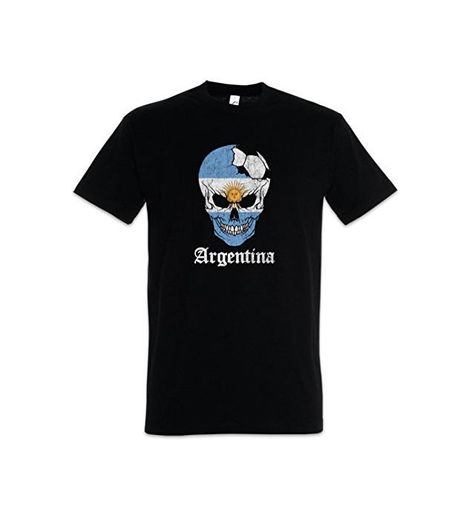 Urban Backwoods Argentina Football Skull I Camiseta De Hombre T-Shirt Negro Talla