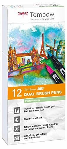 Tombow ABT-12P-2 Fiber Pen Dual Brush Pen con dos puntas Juego de