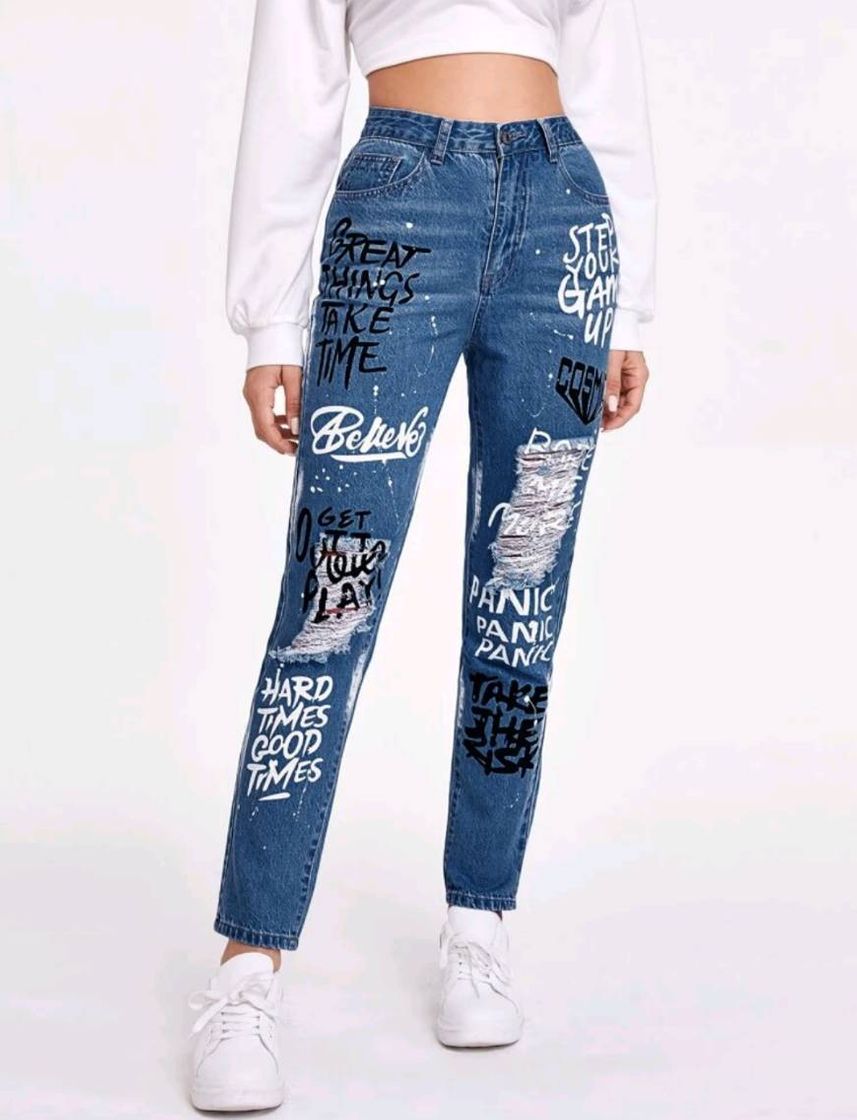 Moda Calça jeans  cartas