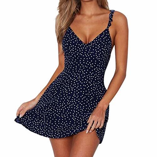 Producto DressLksnf Vestido Mujeres Impresión de Lunares con Encaje de Tirantes Finos Vestir