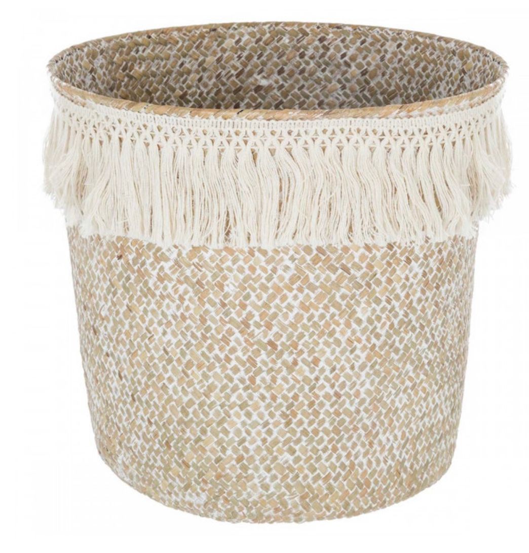 Fashion CESTA BOHO FLECOS NATURAL 26CM 