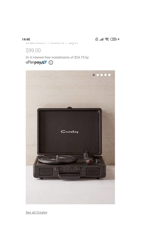 Product Tocadiscos Crosley negro con Bluetooth 