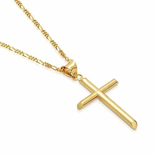 Fashion Cadena de Oro 24K con Dije de Cruz para Hombres, Mujeres c/Broche