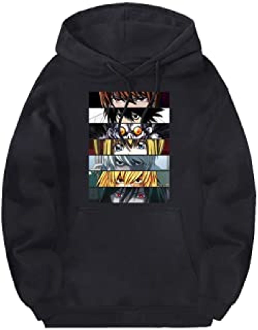 Moda Death Note Hoodies Sudadera con Capucha de Lana para Hombre 2020 Jerseys de Lana de Invierno Ropa de Hip Hop Manga Completa Negro Moletom Masculino