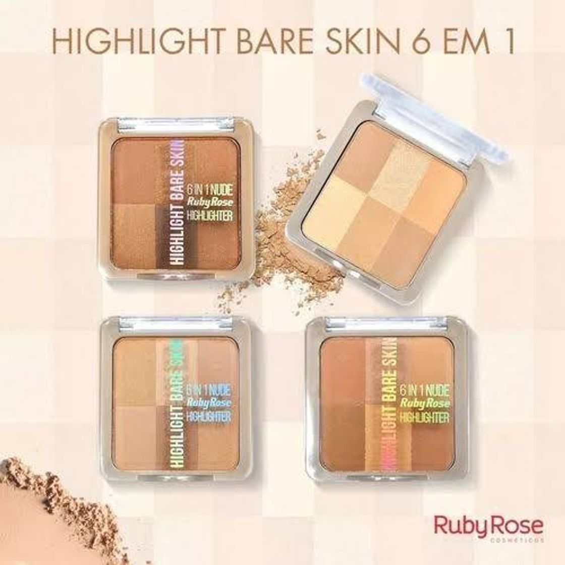 Moda Pó Iluminador Ruby Rose Bare Skin 6 In 1 | Beleza na Web