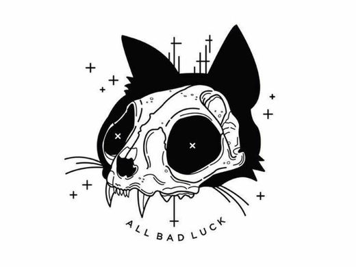 cat skull tattoo
