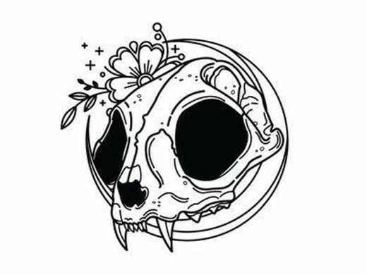 cat skull tatoo