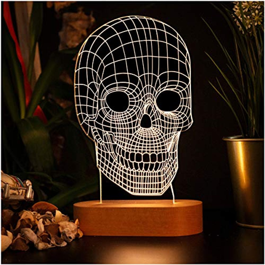 Social Lámpara de noche 3D en forma de calavera