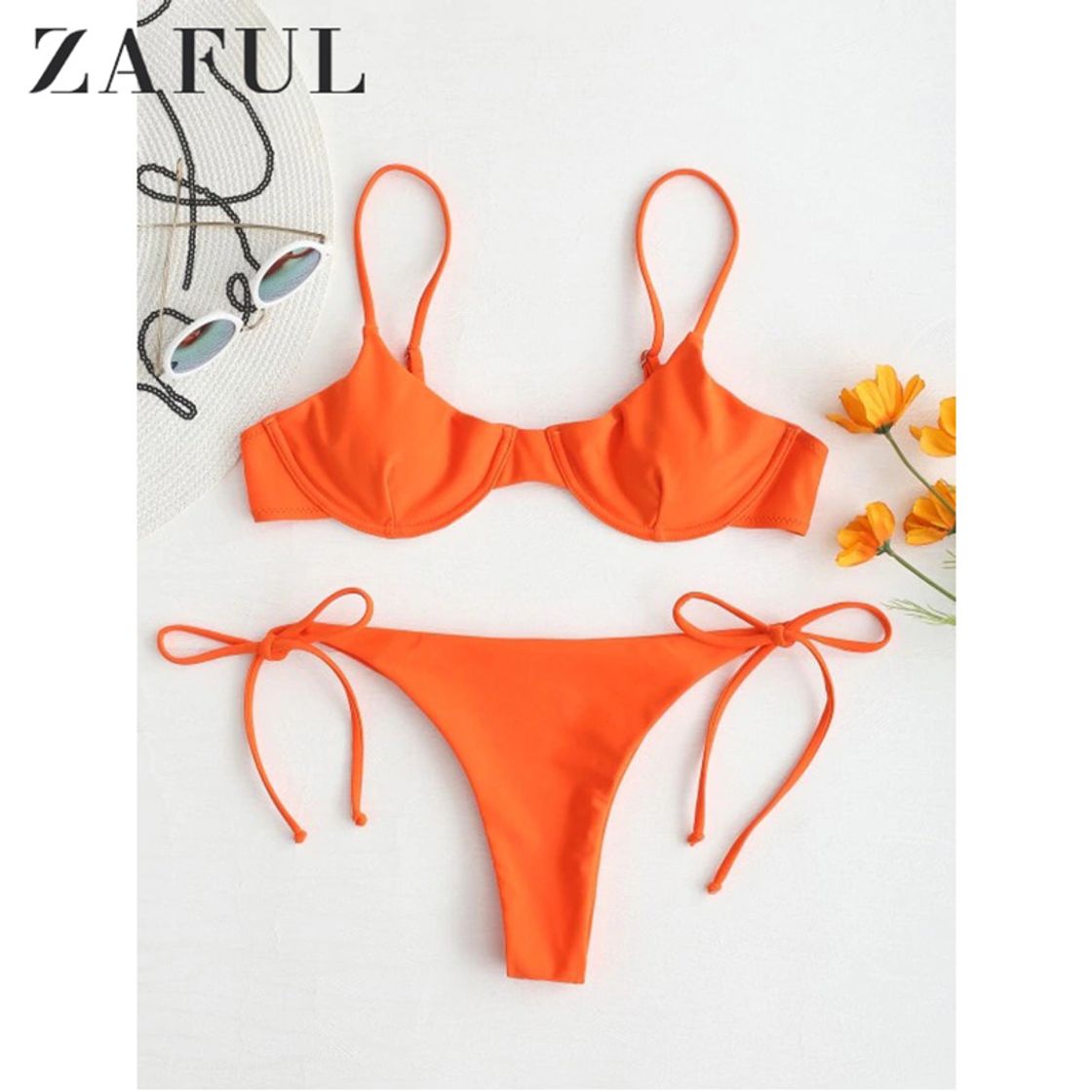 Moda ZAFUL Bikini de corte alto para mujer con lazo