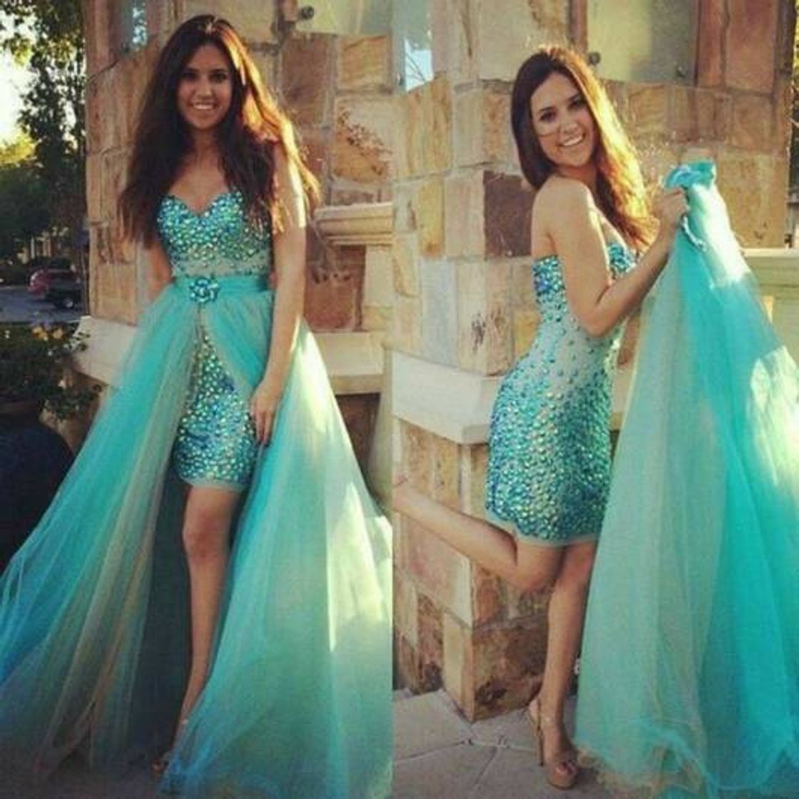 Moda vestido azul tiffany