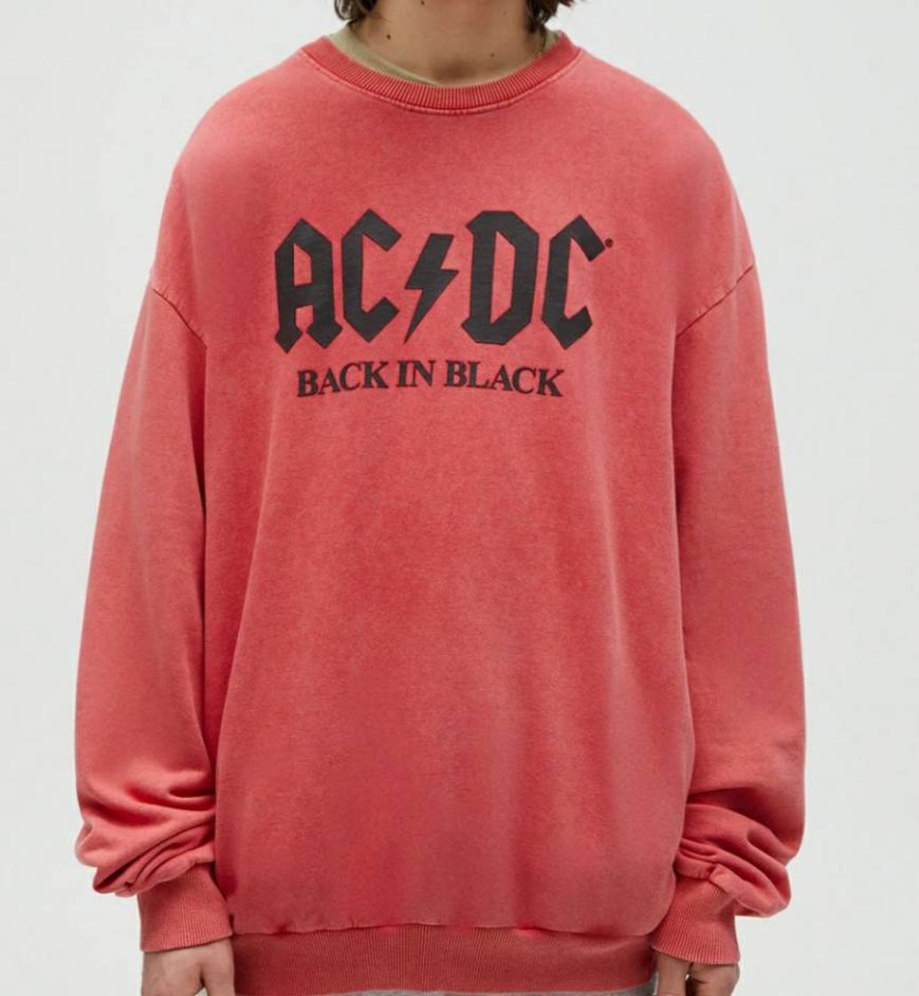 Fashion Sudadera roja AC/DC - PULL&BEAR